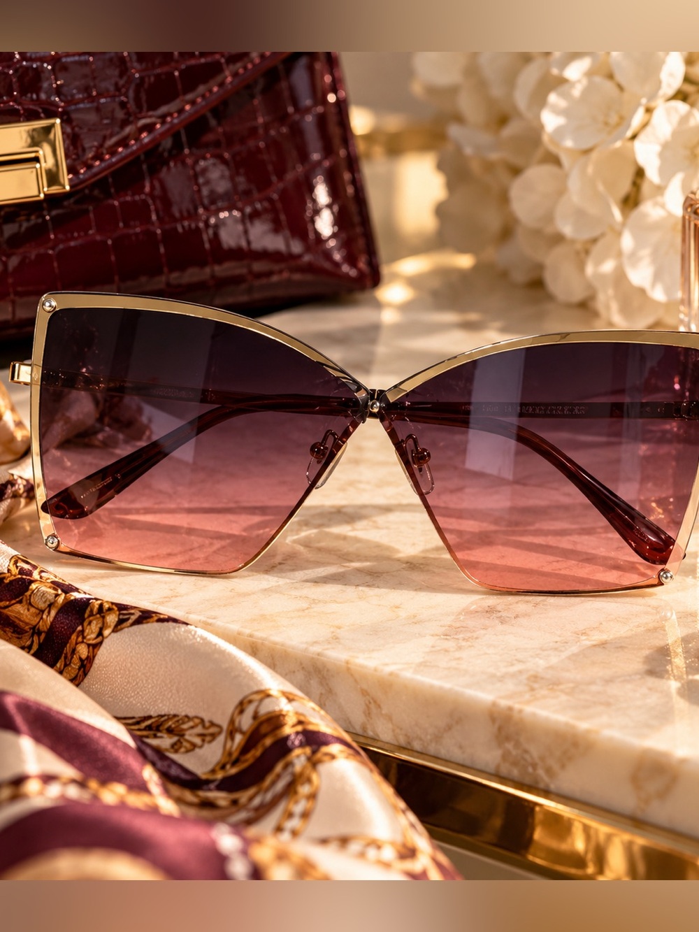 Oversized Gold Gradient Butterfly Sunglasses | Designer-Inspired Y2K Glam